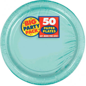 Robin's Egg Blue Big Party Pack Paper Plates, 9in 50/ct