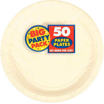 Vanilla Crème Big Party Pack Paper Plates, 9" 50/CT