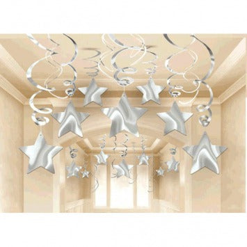 Silver Shooting Star Mega Value Pack Swirl Decorations
 30/ct