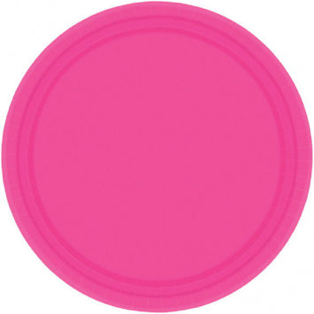 Bright Pink Paper Plates, 10 1/2in 20/CT