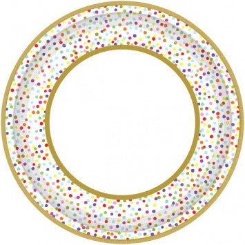Rainbow Confetti Round Plates, 10 1/2in 18/ct
