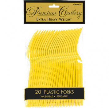 Sunshine Yellow Premium Heavy Weight Plastic Forks 20/CT