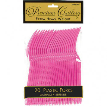 Bright Pink Premium Heavy Weight Plastic Forks 20/CT