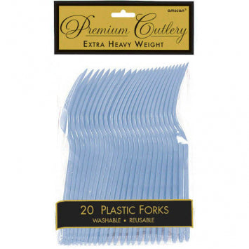 Pastel Blue Premium Heavy Weight Plastic Forks 20/ct