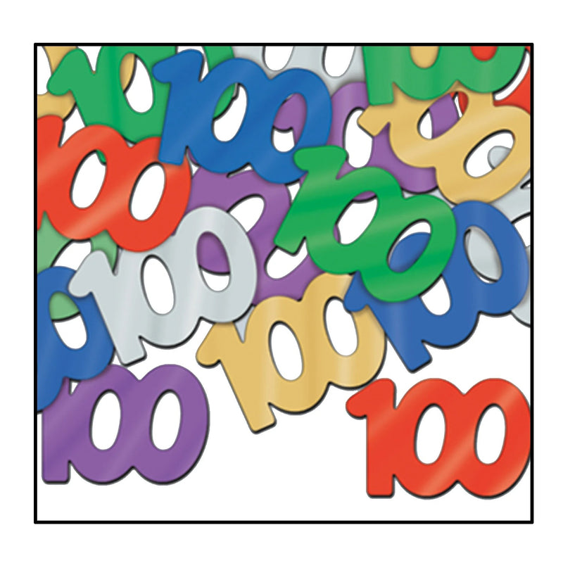 Multi-Colored "100" Confetti Silhouettes 0.5oz