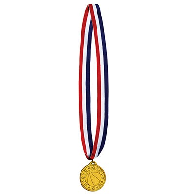 Basketball Medal w/Ribbon 30in w/2in Medal 1/ct