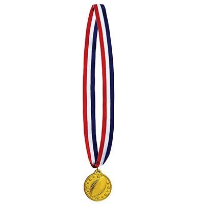 Football Medal w/Ribbon 30in w/2in Medal 1/ct