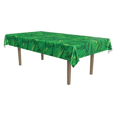 Palm Leaf Plastic Tablecover 54in x 108in 1/ct