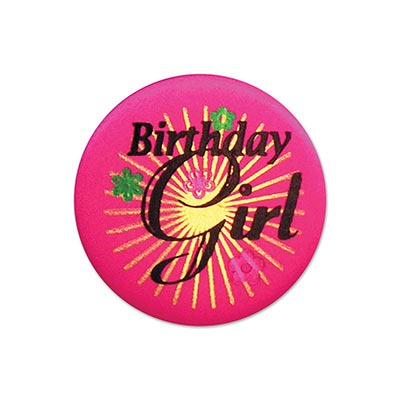 Birthday Girl Satin Button 2in 1/ct