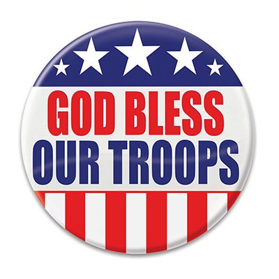 God Bless Our Troops Button 2in 1/ct