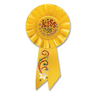 Kiss Me, It's My Birthday Rosette 3¼in x 6½in 1/ct