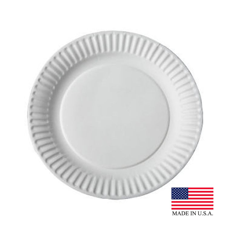 White Uncoated Round Paper Plate 9in 100/ct