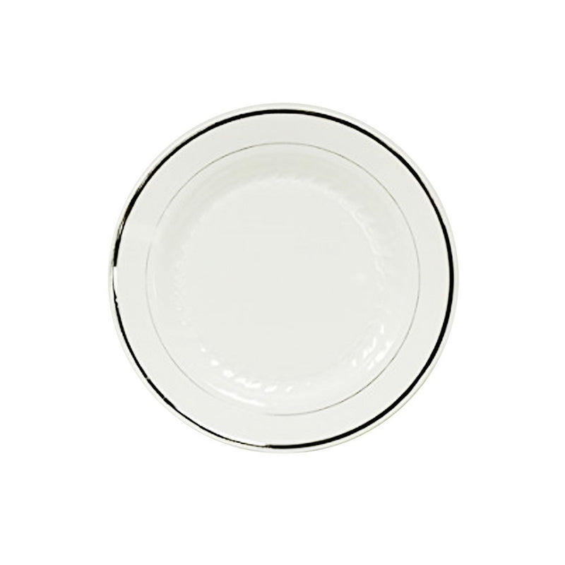 Regal White Round Plastic Plate With Silver Trim 6in 12/ct