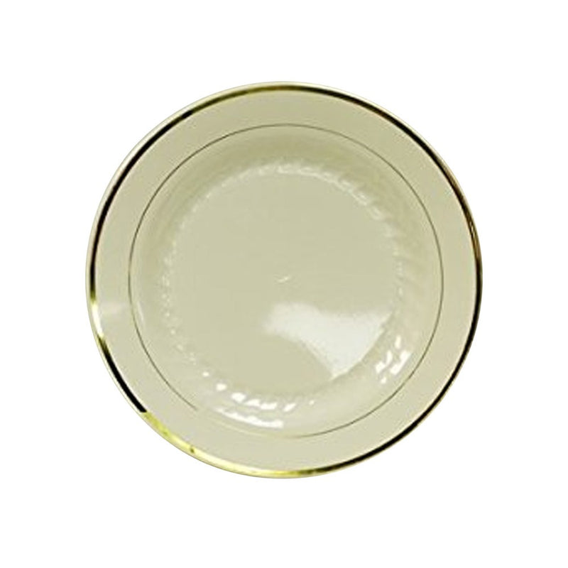 Regal Ivory Round Plastic Plate Gold Trim 10.25in 10/ct