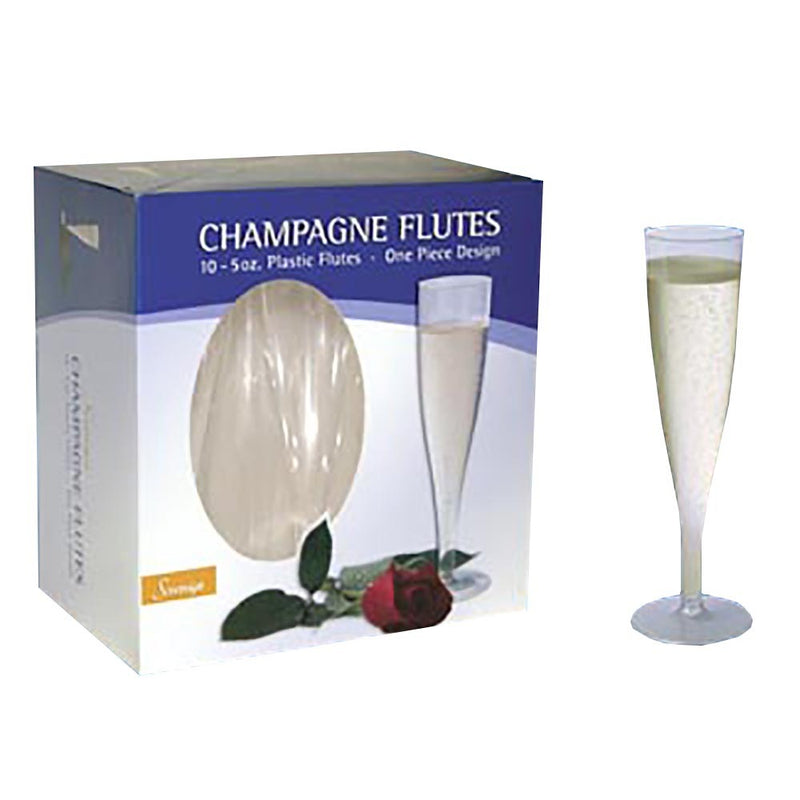 Clear 1 piece Plastic Champagne Flute 5oz 10/ct