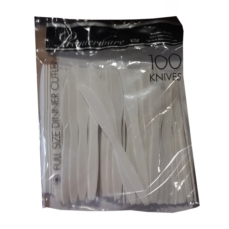 White Plastic Knives 100/ct