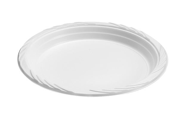 White Impact Round Plastic Plate 9in