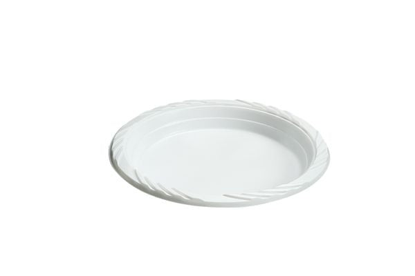 White Impact Round Plastic Plate 6in 100/ct