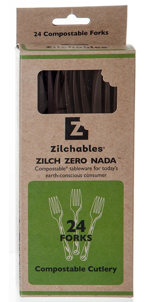 Zilchables Compostable Vine Fork, Brown 24/ct