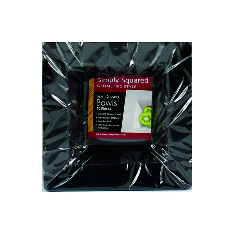 Simply Squared Black Plastic Bowl 5oz 10/ct