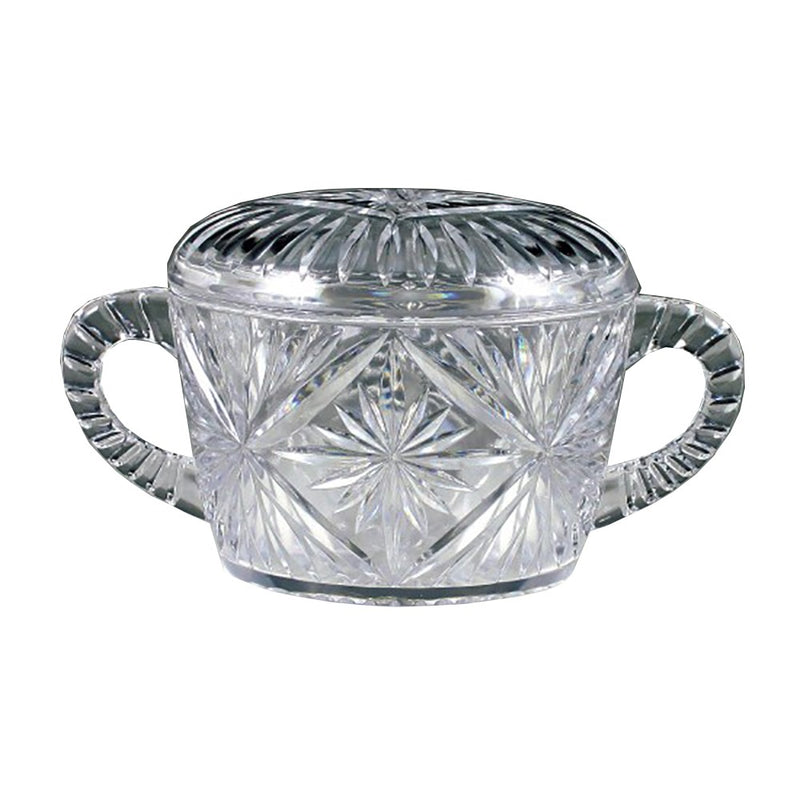 Clear Crystal Cut Sugar Bowl W/Lid