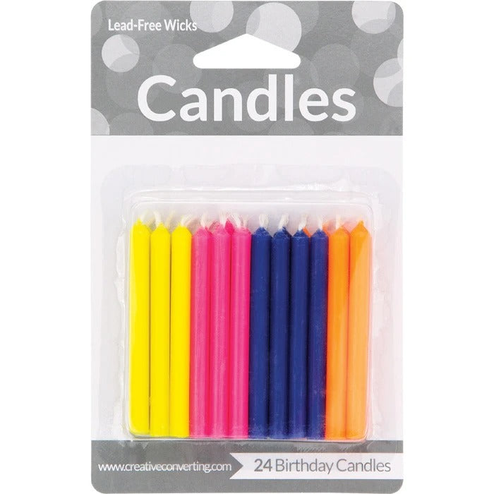 Assorted Colors Fluorescent Candle 2.5in 24/ct