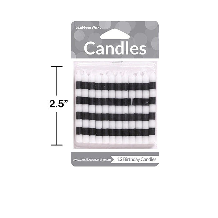 Birthday Candle Stripe, Black And White  2.25in 12/ct