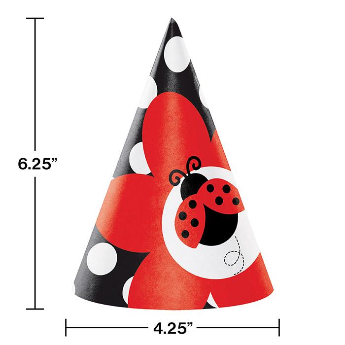 Ladybug Fancy Party Hats 8/ct