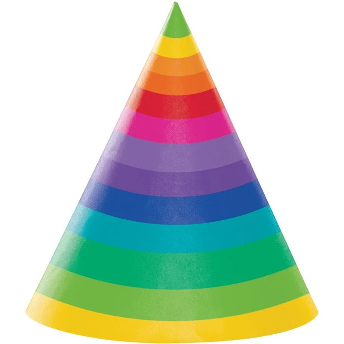 Rainbow Paper Party Hats 8/ct