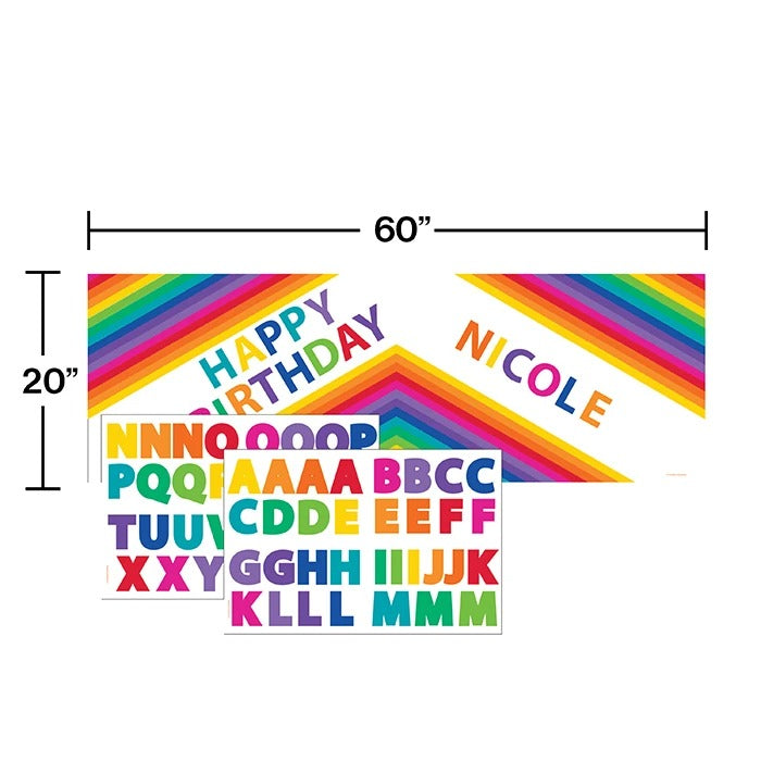 Rainbow Giant Party Banner W/Stickers 20in x 60in