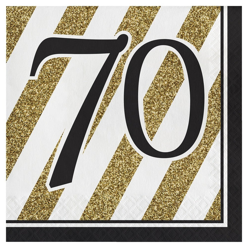 Black And Gold 70th Luncheon Napkin 16/ct