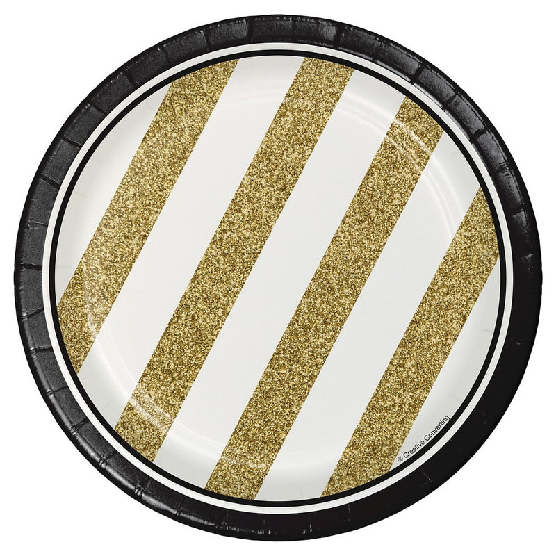 Black And Gold Dessert Plate 7in 8/ct