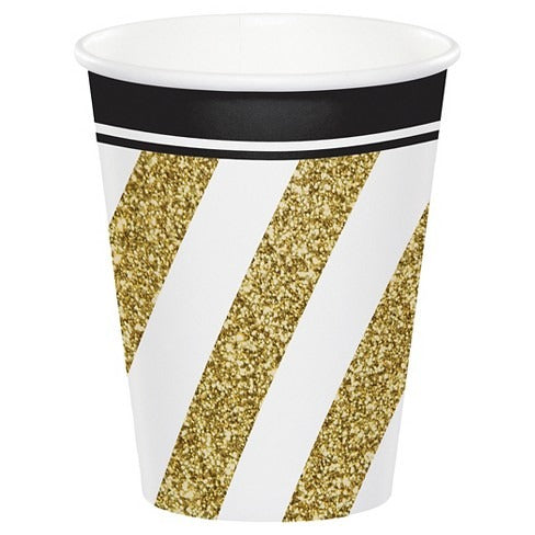 Black And Gold Paper Cups 9oz 8/ct