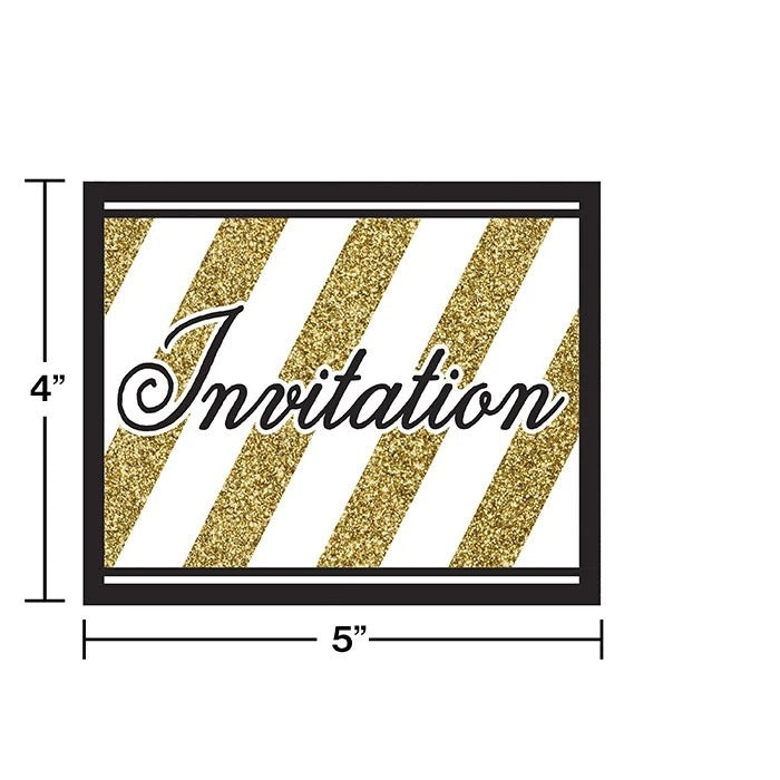 Black And Gold Invitations 8/ct