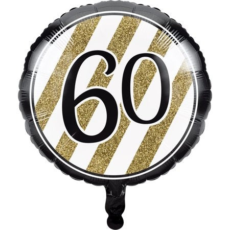 Black And gold 60th Metallic Balloon 18in