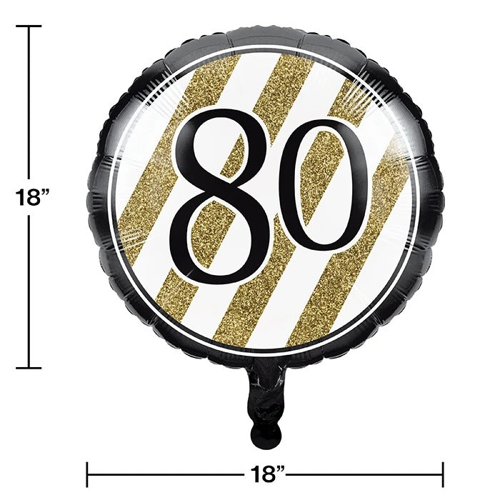 Black And Gold Metallic Balloons 80th 18in