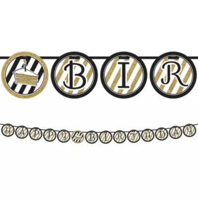 Black And Gold Circle Ribbon Banner 6in x 10ft