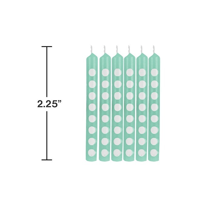 Fresh Mint Dots Candles 2.25in 12/ct