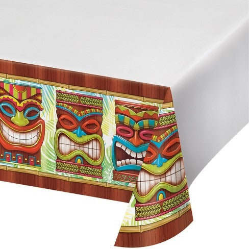 Tiki Time Plastic Tablecover 54in x 102in 1/ct