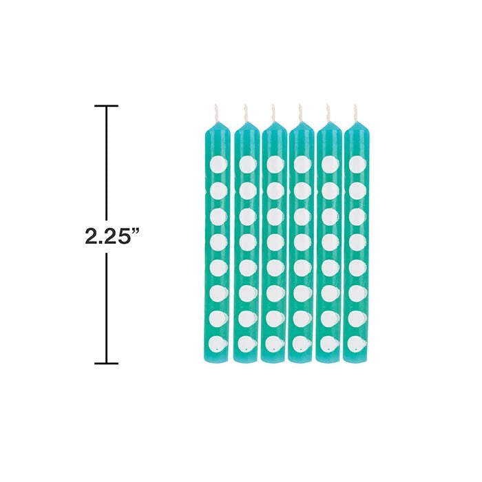 Teal Lagoon Dots Candles 2.25in 12/ct