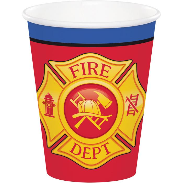 Flaming Fire Truck 9oz Paper Cups 8/ct