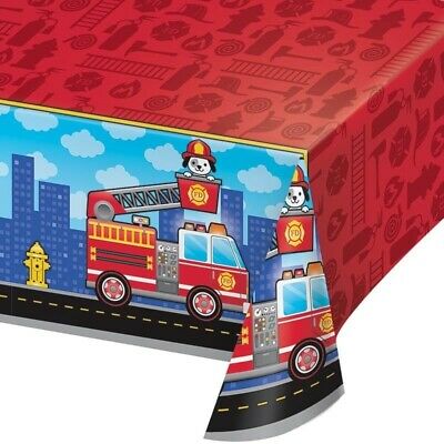 Flaming Fire Truck Tablecover 54in x 102in
