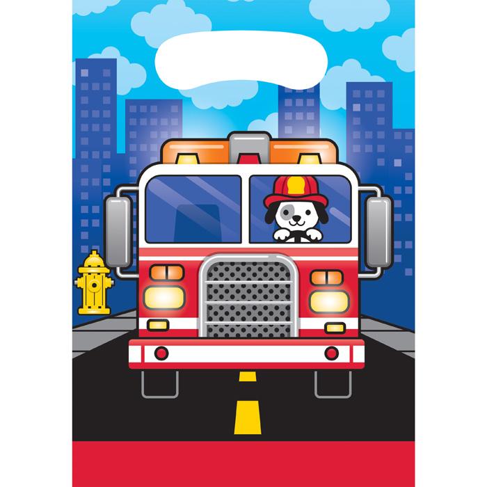 Flaming Fire Truck Loot Bags 8/ct
