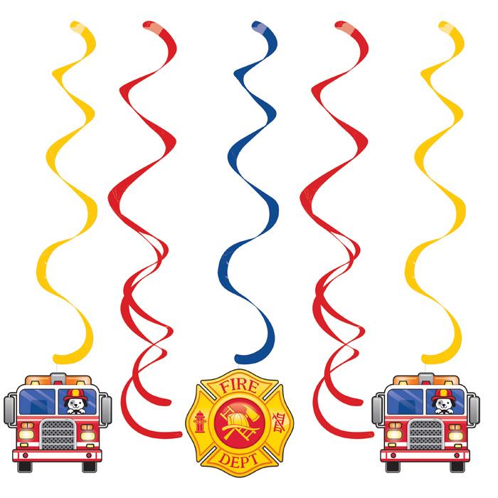Flaming Fire Truck Dizzy Danglers 5/ct