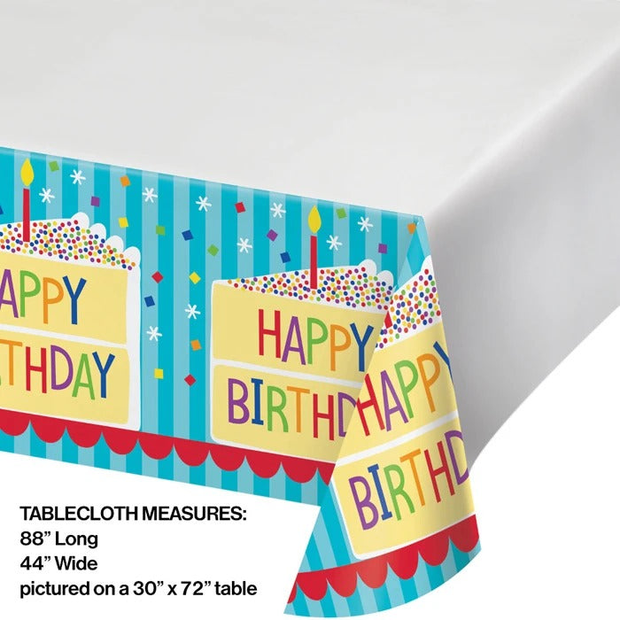 Cake Birthday Plastic Plastic Tablecover 48in x 88in