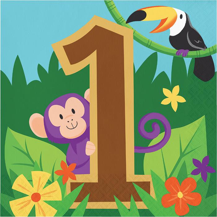 Jungle Safari 1st Birthday Luncheon napkins 16/ct