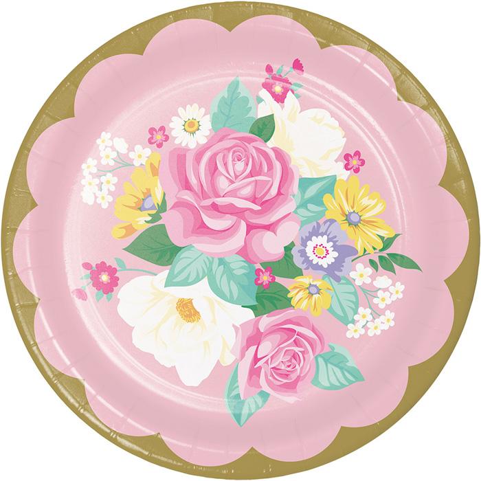 Floral Tea Party 9in Dinner Plates 8/ct