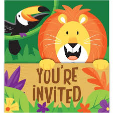 Jungle Safari Gatefold Invitations 8/ct