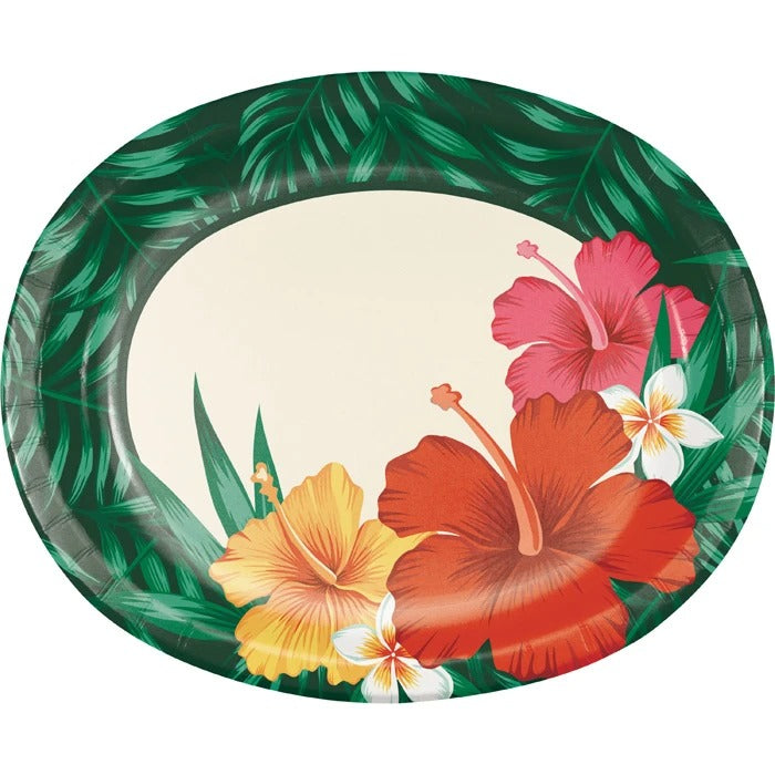 Tropical Flowers Oval Platter 10in x n12in 8/ct