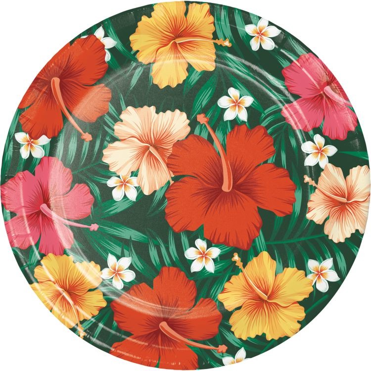 Tropical Flowers Paper Plates 9in 8/ct